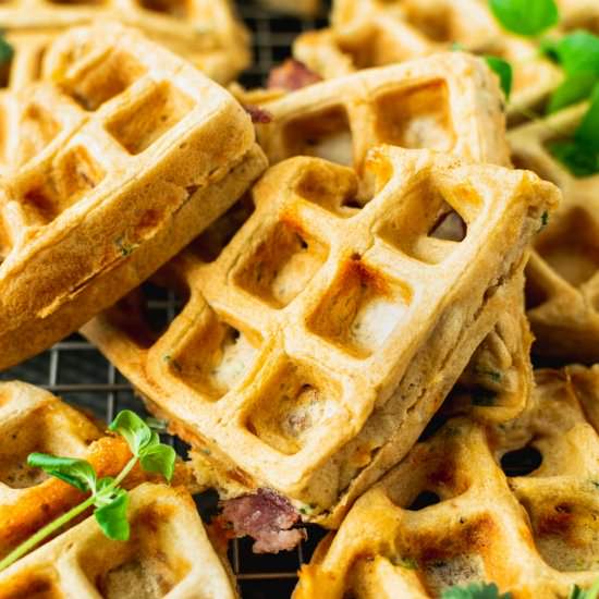 Cheddar Bacon and Herb Waffles - Recipe photo by sticksscratchkitchen