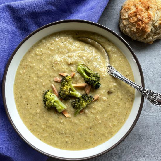 Roasted Broccoli Almond Soup - Recipe photo by uglyducklingbakery