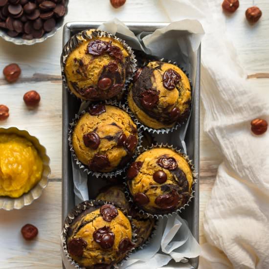 Chocolate Pumpkin Swirl Muffins - Recipe photo by Tashasartisanfoods