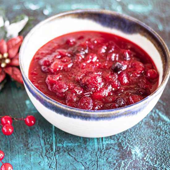 Cranberry sauce - Recipe photo by Mandy Sneaky Veg
