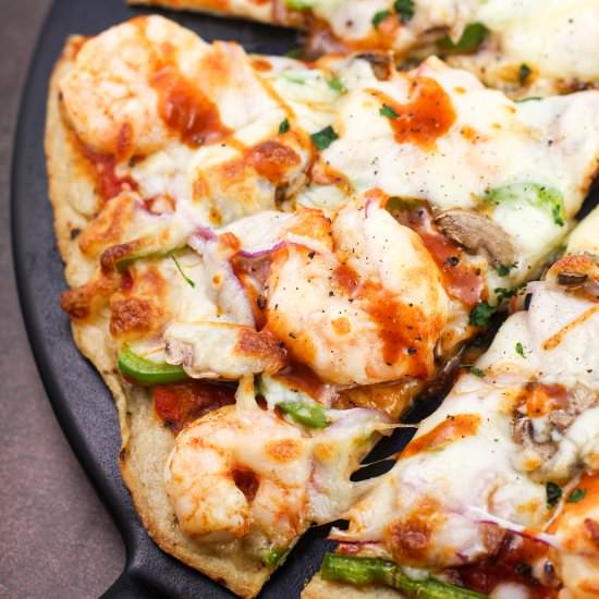 Cajun Pizza with Shrimp and Sausage - Recipe photo by EricasRecipes