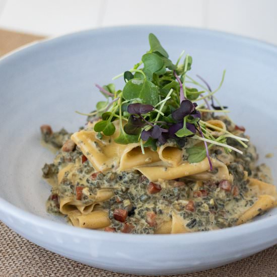 Creamy paua with pasta - Recipe photo by ATastyKitchen