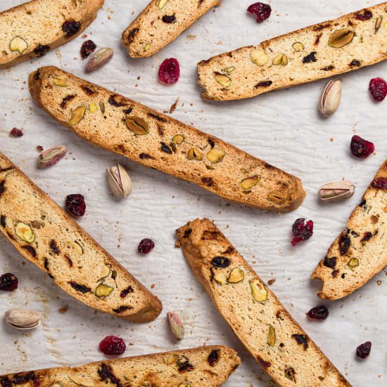 GF Pistachio Cranberry Biscotti - Recipe photo by Charlene Chan