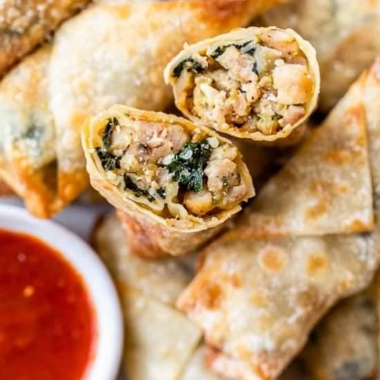Sausage and Broccoli Rabe Egg Rolls - Recipe photo by Skinnytaste