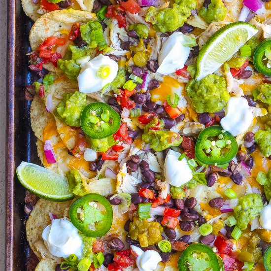 Sheet Pan Chicken Nachos - Recipe photo by Kathryns.kitchen.blog