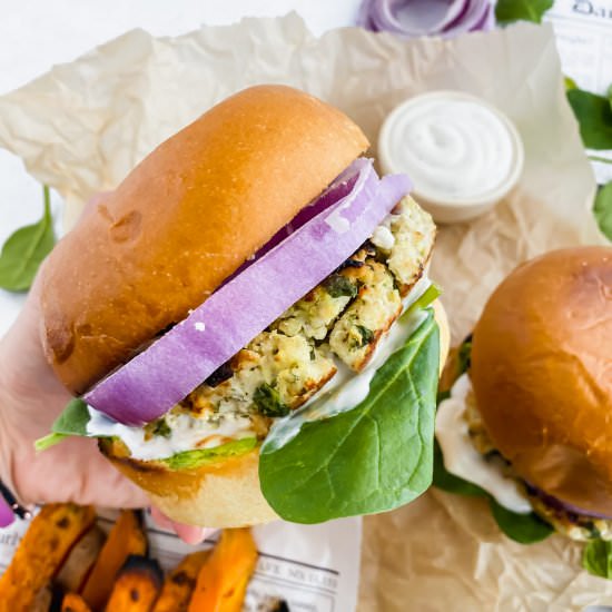 Spinach Feta Turkey Burger - Recipe photo by apaigeofpositivity