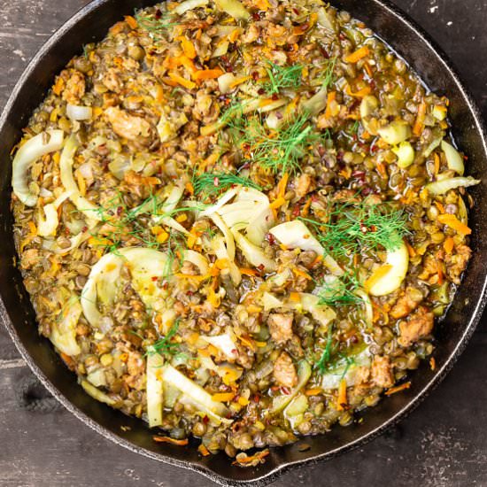 EASY Italian Sausage & Lentils! - Recipe photo by The Mediterranean Dish