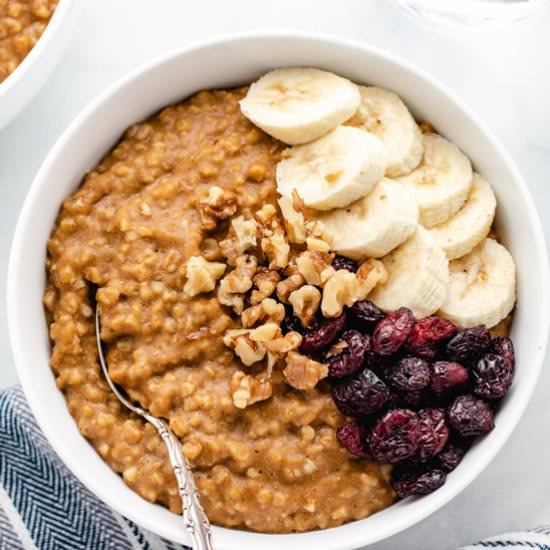 Instant Pot Pumpkin Oatmeal - Recipe photo by Three Little Chickpeas