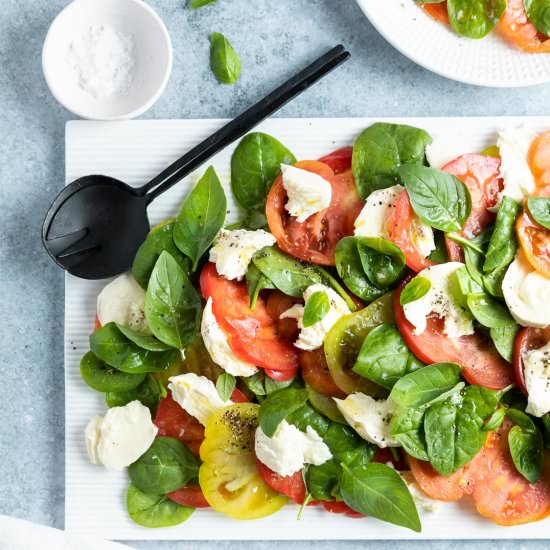 Spinach Caprese Salad - Recipe photo by Mrs Jones Kitchen