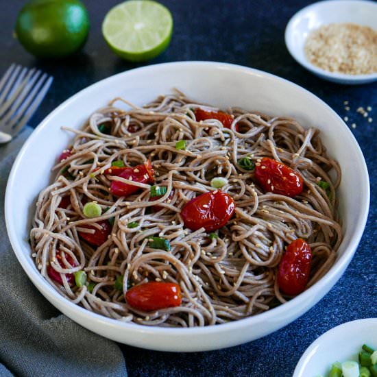 Soba Noodles w/ Miso Tomatoes - Recipe photo by gastronotherapy