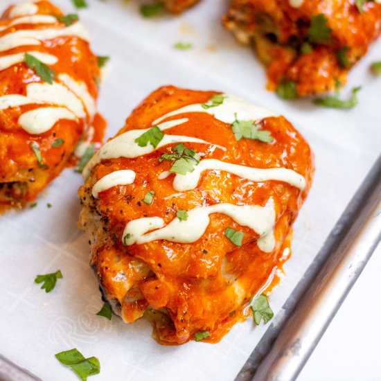 Buffalo Chicken Thighs - Recipe photo by bykelseysmith