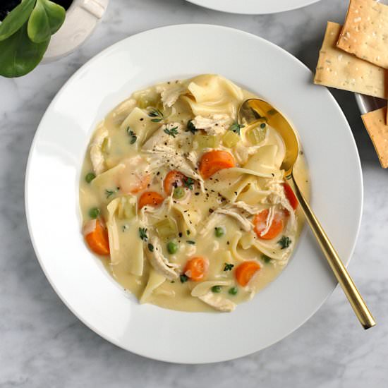 Creamy Chicken Noodle Soup - Recipe photo by twoofakindcooks