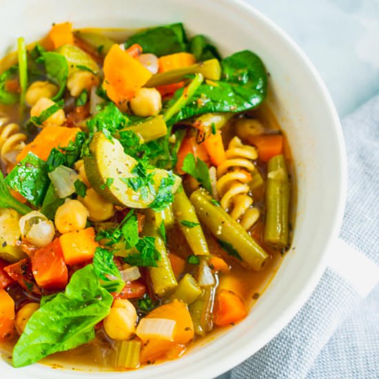 Chickpea Minestrone Soup (Vegan) - Recipe photo by sticksscratchkitchen