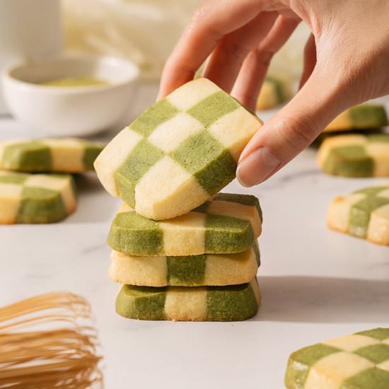 Matcha Checkerboard Cookies - Recipe photo by takestwoeggs