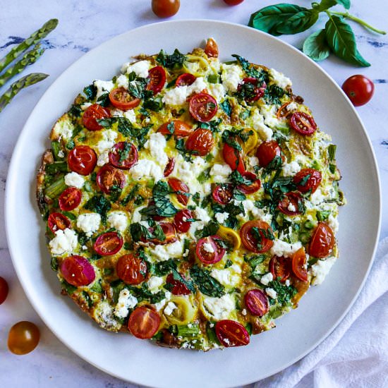 Asparagus, Tomato, & Cheese Frittata - Recipe photo by gastronotherapy