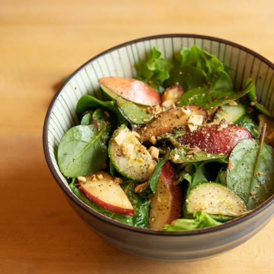 Malabar Spinach & Nectarine Salad - Recipe photo by Adventures of Carlienne
