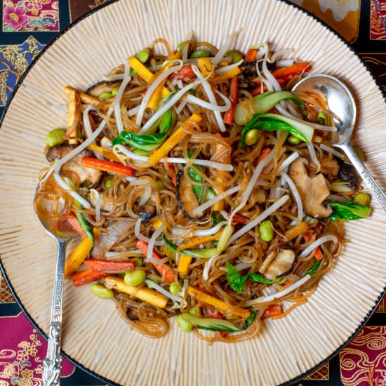 glass noodle stir-fry - Recipe photo by a zest for life