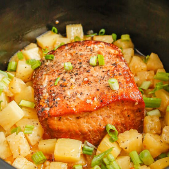 Slow Cooker Pineapple Pork Loin - Recipe photo by OnMyKidsPlate