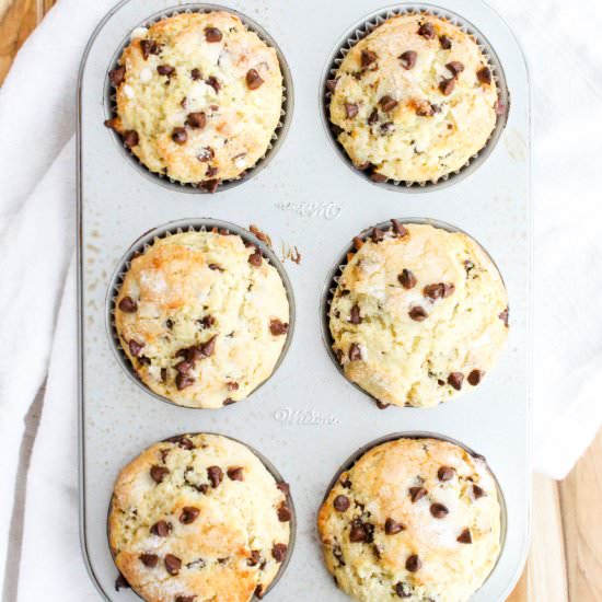 Small Batch Chocolate Chip Muffins - Recipe photo by DoughEyedBlog
