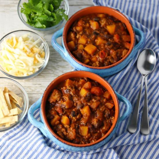 Butternut Squash Chicken Chili - Recipe photo by Tastefulventure