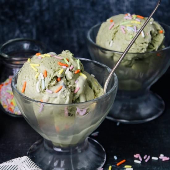 No-Churn Matcha Ice Cream - Recipe photo by thefigjar