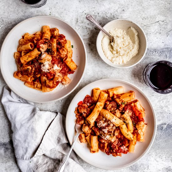 30 Minute Sausage and Pepper Pasta - Recipe photo by Salted Mint