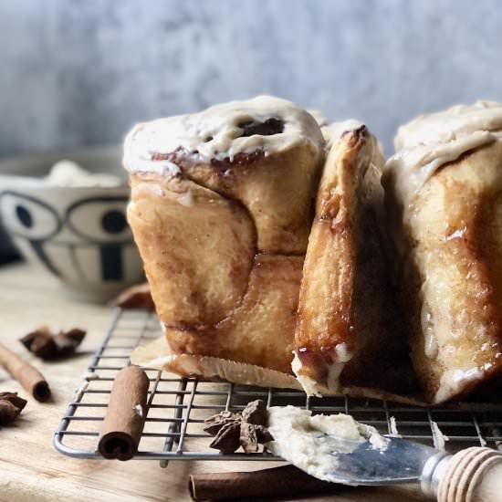 cinnamon rolls with chai frosting - Recipe photo by ahintofrosemary