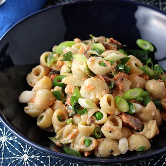 Creme fraiche pasta with scallions - Recipe photo by Food Gal