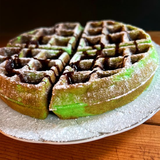 Pandan Waffles {Bánh Kẹp Lá Dứa} - Recipe photo by Resolution Eats