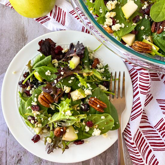 Candied Pecan Cranberry Pear Salad - Recipe photo by Whiskfulcooking