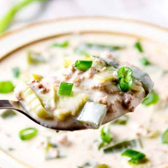 Keto Leek and Cheese Soup - Recipe photo by LowCarb Abode