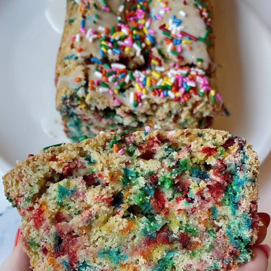 Gluten-Free Birthday Cake Bread - Recipe photo by HungryBlonde