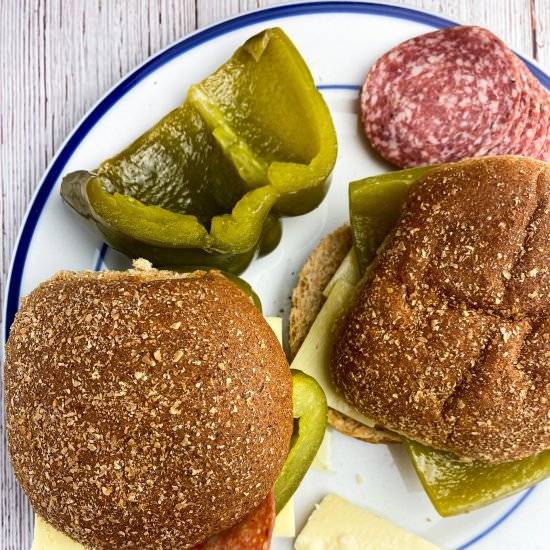 Olive Oil Peppers & Cheese Sandwich - Recipe photo by TastefullyGrace