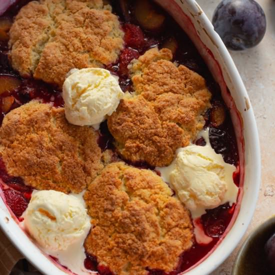 Plum and Strawberry Cobbler - Recipe photo by from a small kitchen