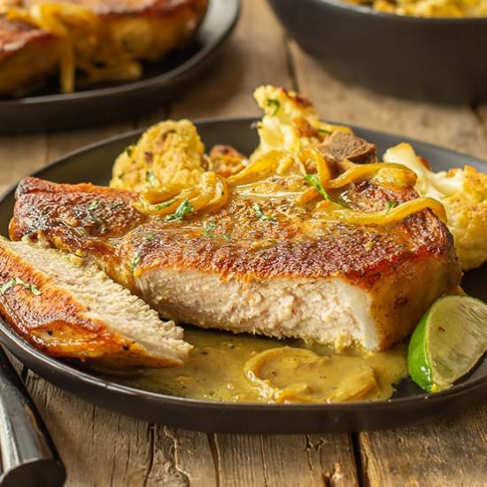 Curried Pork Chops with Cauliflower - Recipe photo by tenpoundcakecompany