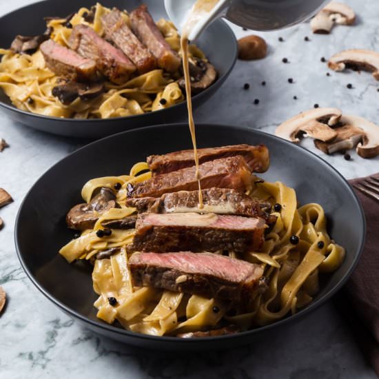 Creamy Steak Fettuccine - Recipe photo by cooking.with.carbs