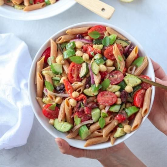 Mediterranean Lentil Pasta Salad - Recipe photo by whollytasteful