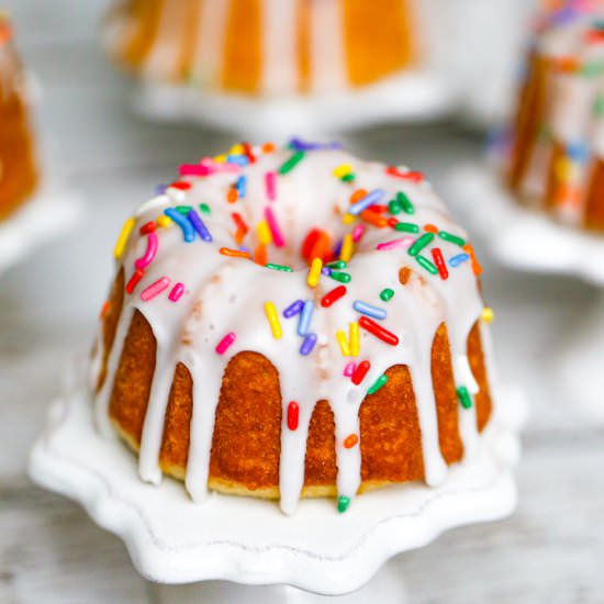 Moist Vanilla White Bundt Cakes - Recipe photo by thebakingchocolatess