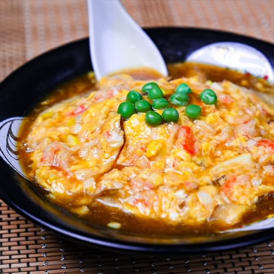 Crab Omelette on Rice (Tenshinhan) - Recipe photo by Sudachi Recipes