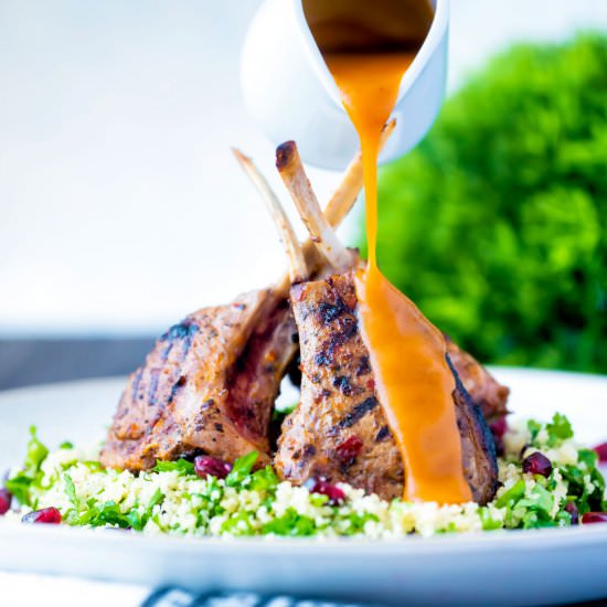 Harissa Lamb Chops with Spicy Sauce - Recipe photo by Brian Jones