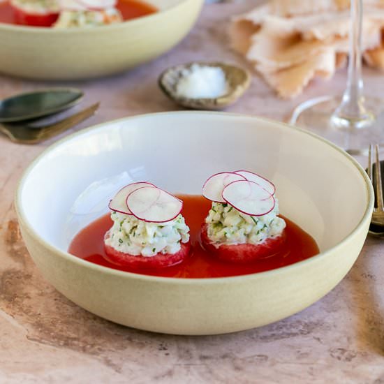 Crab Salad with Watermelon - Recipe photo by between2kitchens