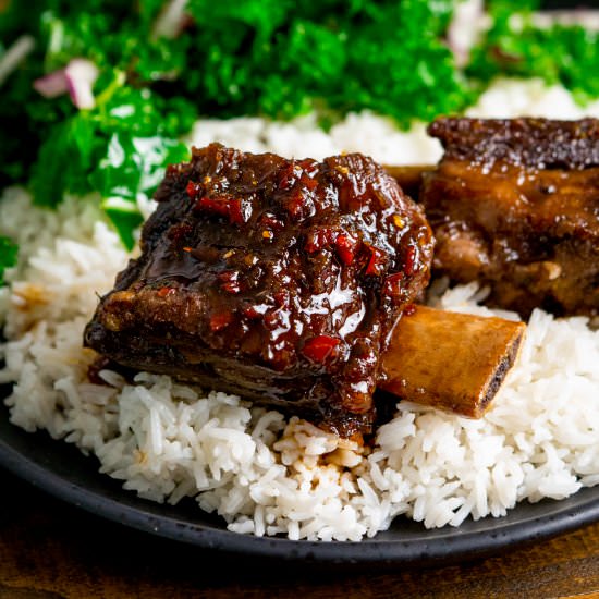 Sticky Slow Cooked Short Ribs - Recipe photo by KitchenSanctuary