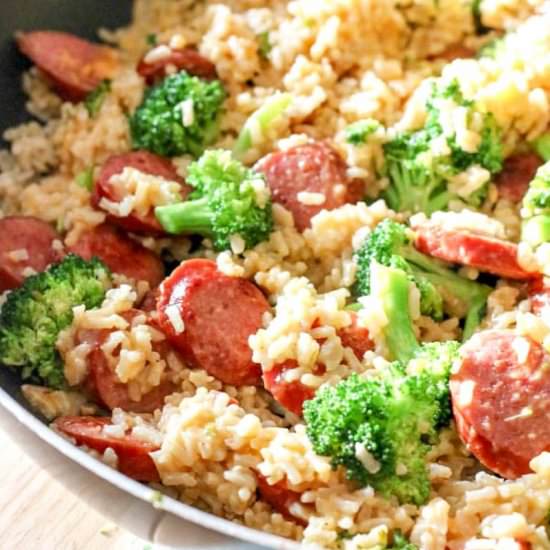 Smoked Sausage & Rice One-Skillet - Recipe photo by AllThingsMamma