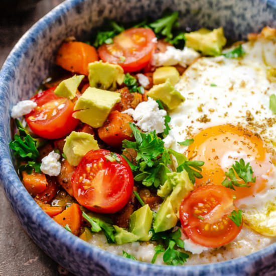 Mediterranean Savory Oatmeal Bowls! - Recipe photo by The Mediterranean Dish
