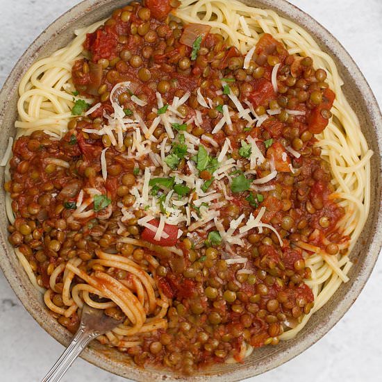 Lentil Bolognese - Recipe photo by dailydish