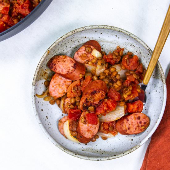 5 Ingredient Kielbasa and Lentils - Recipe photo by Sweetphi