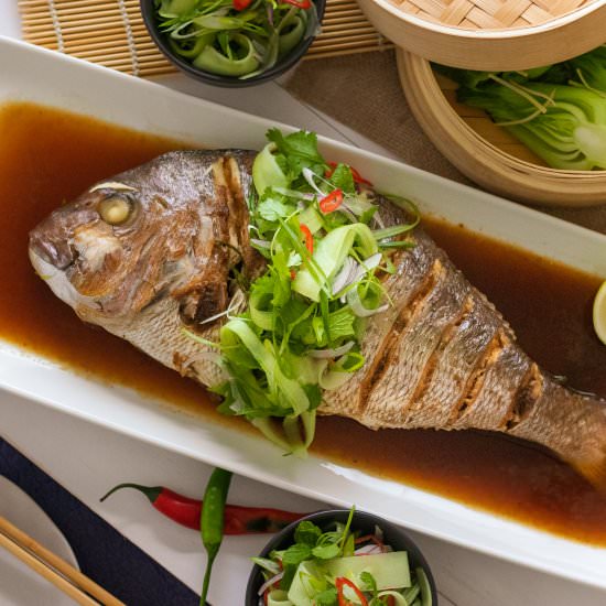 Steamed snapper with chilli jam - Recipe photo by ATastyKitchen