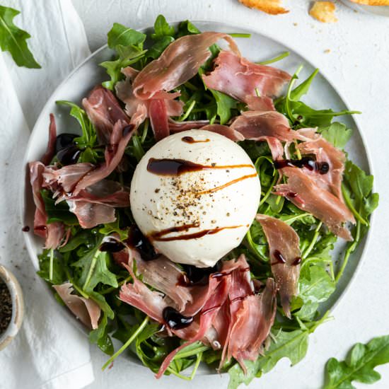 Burrata and Prosciutto Appetiser - Recipe photo by itsnotcomplicatedrecipes