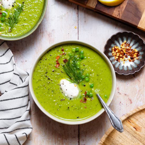 green pea soup - Recipe photo by thehealthfulideas