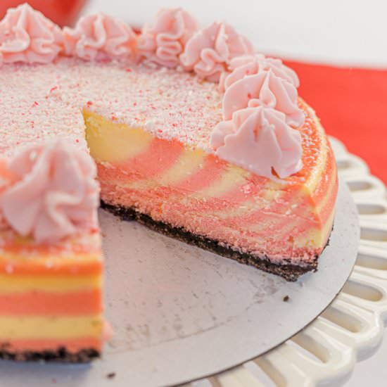 Striped Peppermint Cheesecake - Recipe photo by House of Elyn Ryn